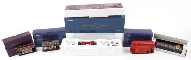 Matchbox and Corgi commemorative diecast models with boxes comprising The Queen Mother's State
