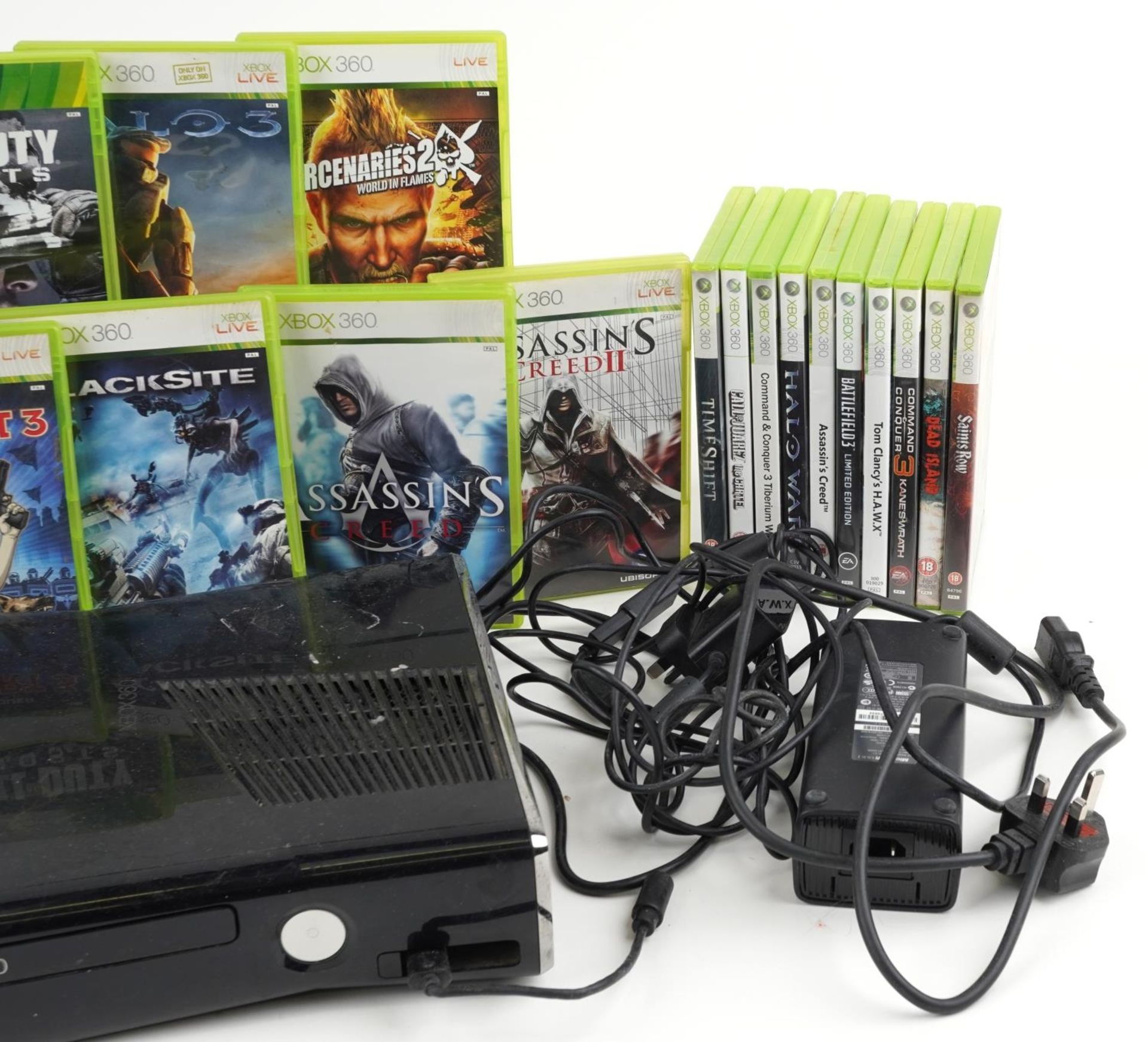 Xbox 360 games console with controller, Xbox Kinect and games including Halo Wars, Assassin's creed, - Image 3 of 3