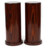 Pair of Art Deco style rosewood effect cylindrical columns, each 80cm high