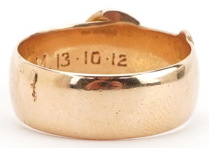 George V 18ct gold buckle ring, Chester 1911, size N/O, 6.6g - Image 2 of 6