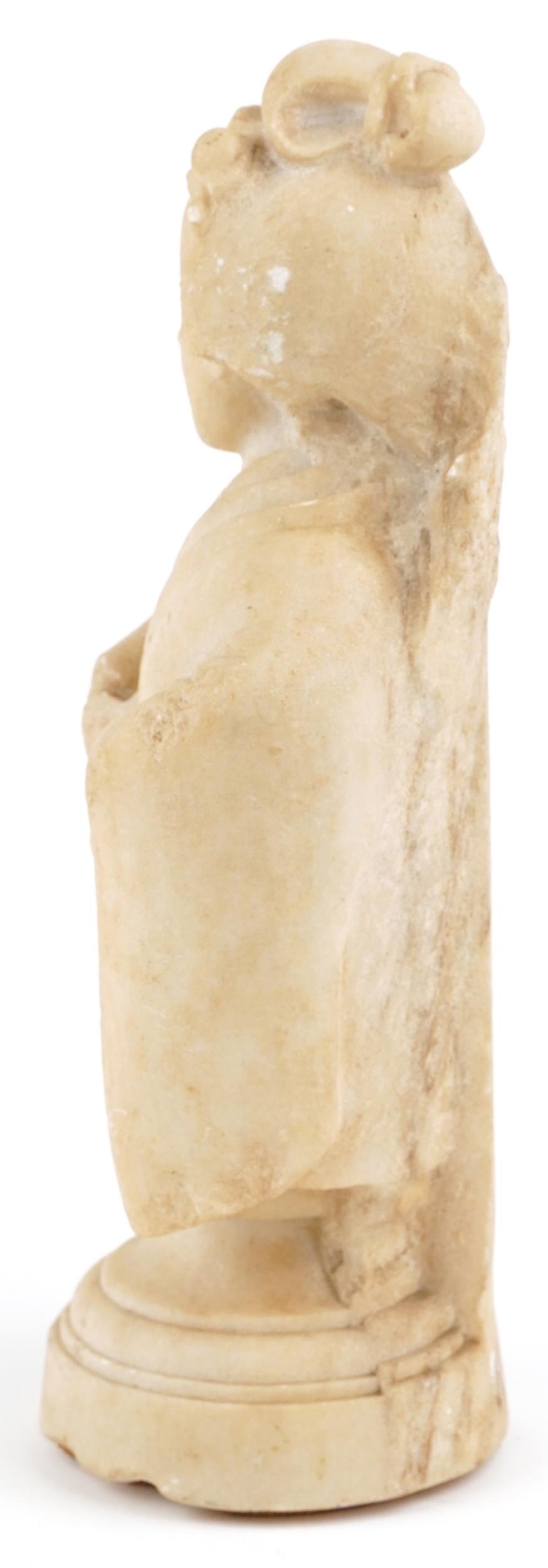 Chinese carved stone statuette of a Geisha wearing a robe, 32.5cm high - Image 3 of 7