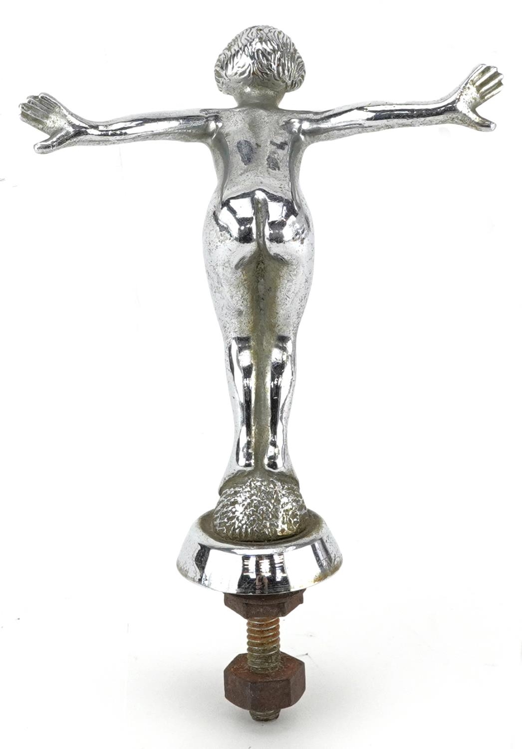 Art Deco automobilia interest chrome plated car mascot in the form of nude female, 12cm high - Image 2 of 3