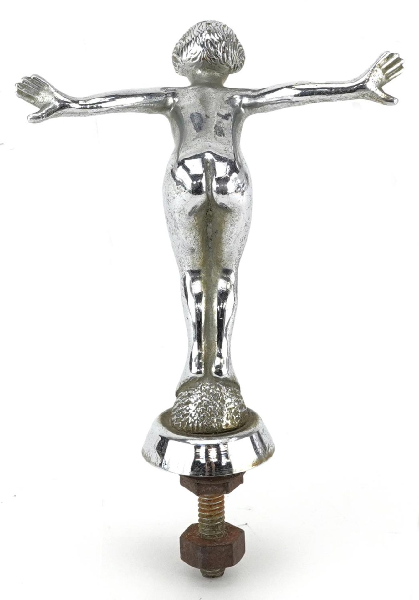 Art Deco automobilia interest chrome plated car mascot in the form of nude female, 12cm high - Bild 2 aus 3