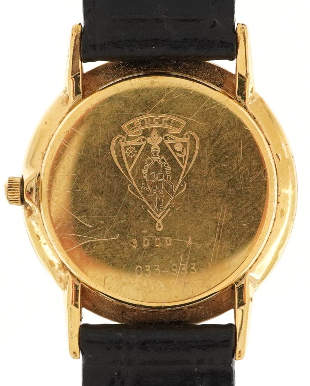 Gucci, ladies gold plated Gucci 3000J quartz wristwatch having Roman numerals to the bezel, serial - Image 5 of 7