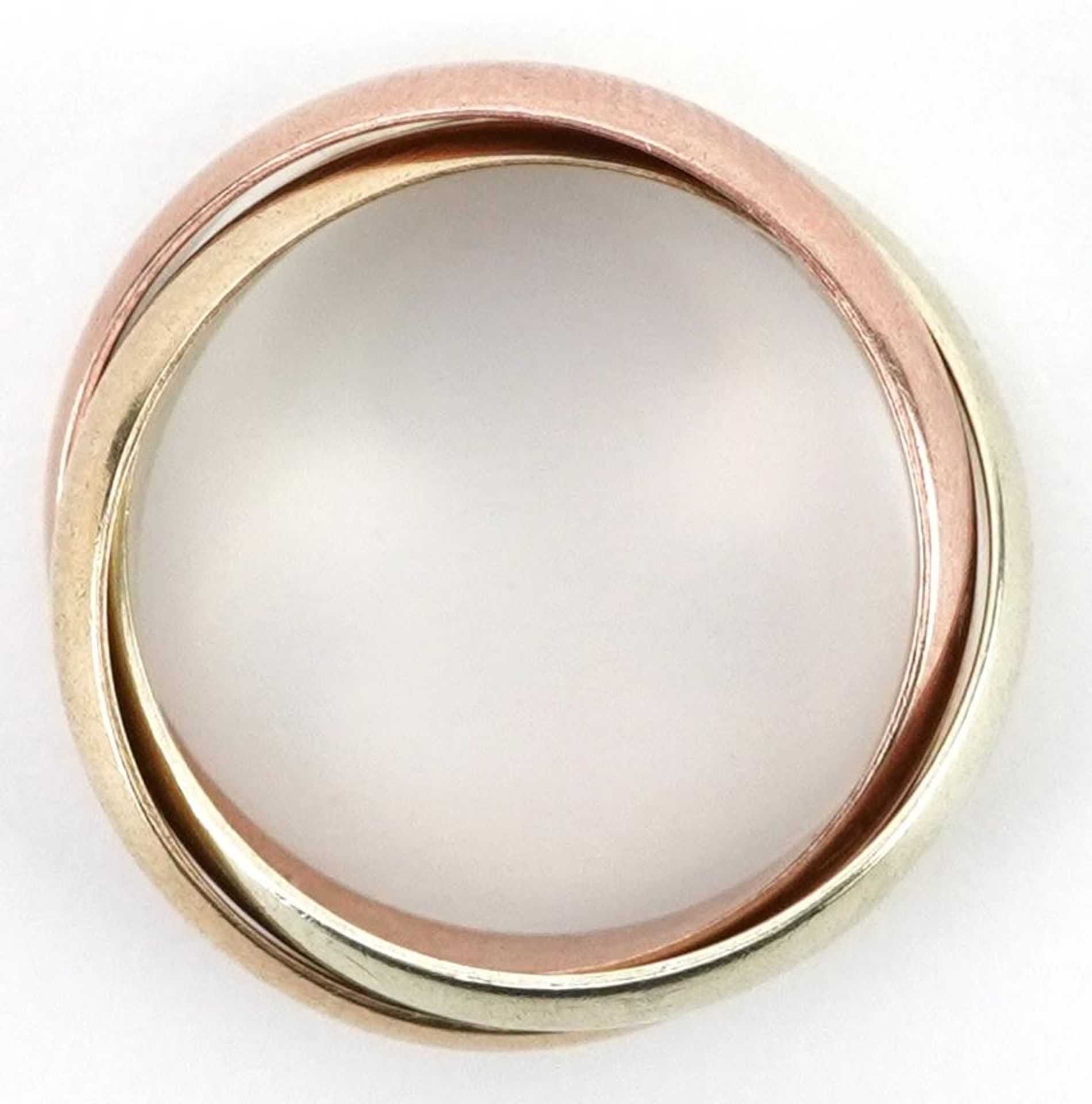9ct three tone gold Russian wedding ring, size O/P, 6.8g - Bild 3 aus 6