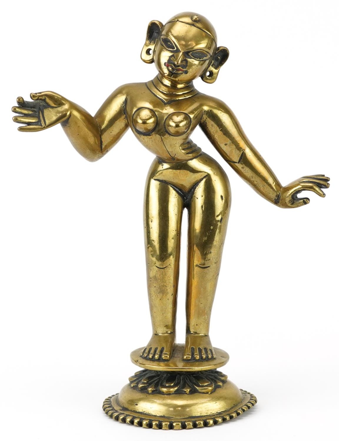 18th/19th century Indian bronze statue of diety Krishna, 31cm high - Image 2 of 8