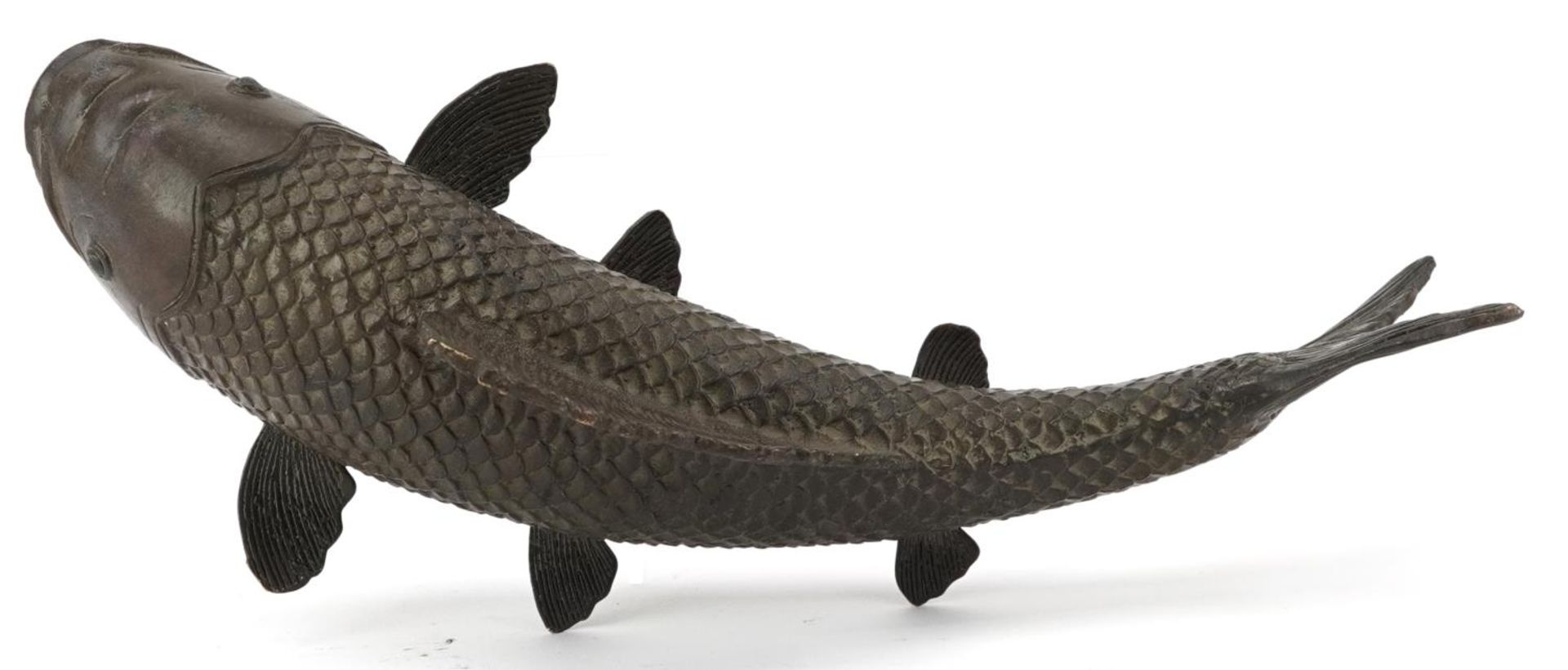 Japanese patinated bronze goldfish, 29cm in length - Image 6 of 7