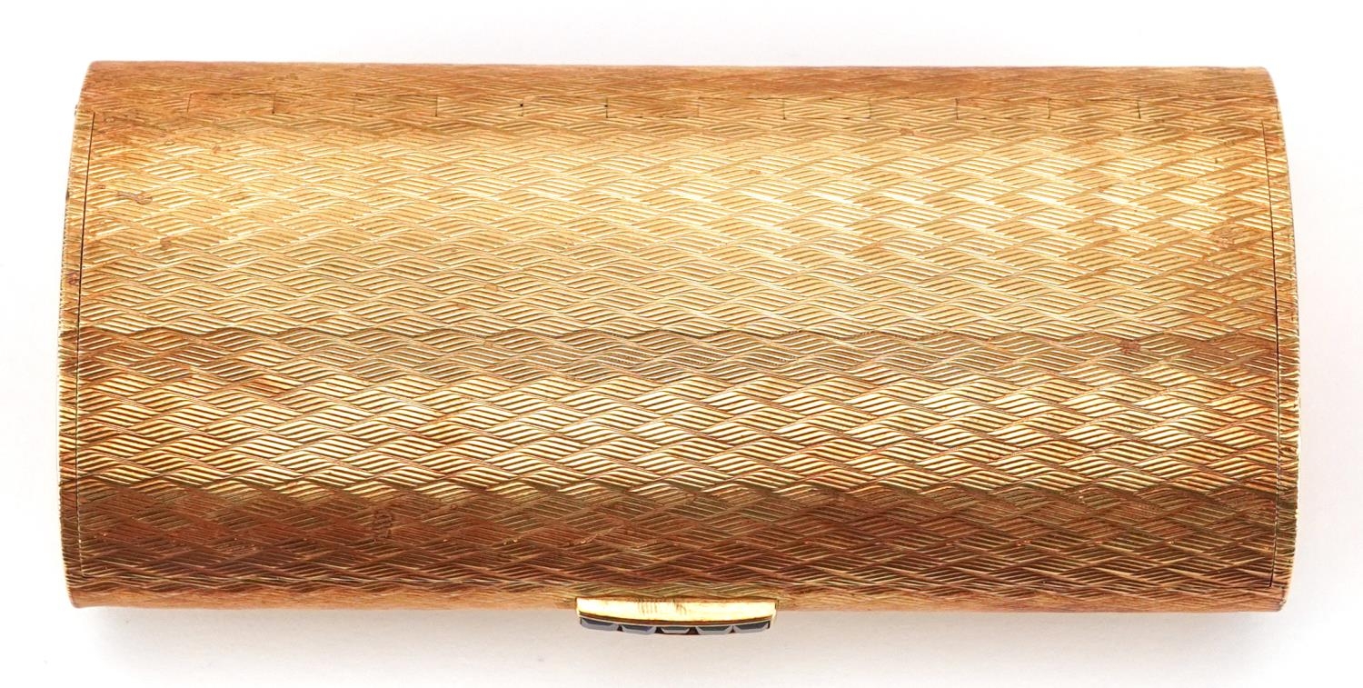 Boucheron, 18ct gold engine turned minaudière with sapphire set clasp, housed in a Boucheron - Image 5 of 10