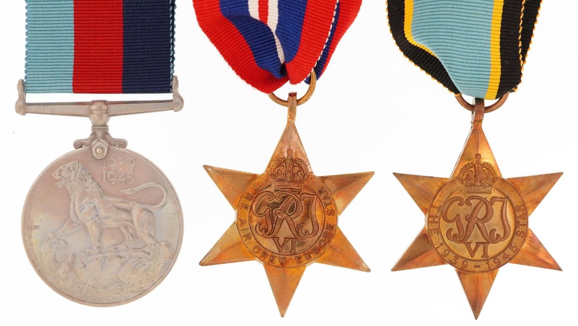 Three British military World War II medals with box of issue including Air Crew Europe star, the box - Image 2 of 3