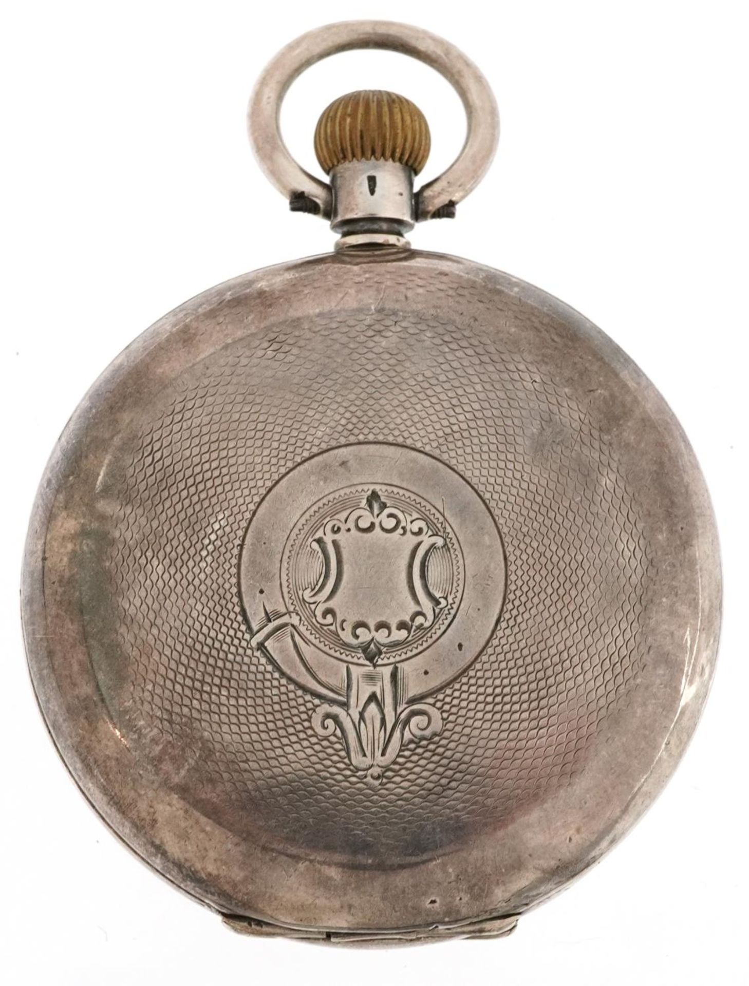 Gentlemen's silver keyless full hunter pocket watch having enamelled and subsidiary dials with Roman - Bild 3 aus 5