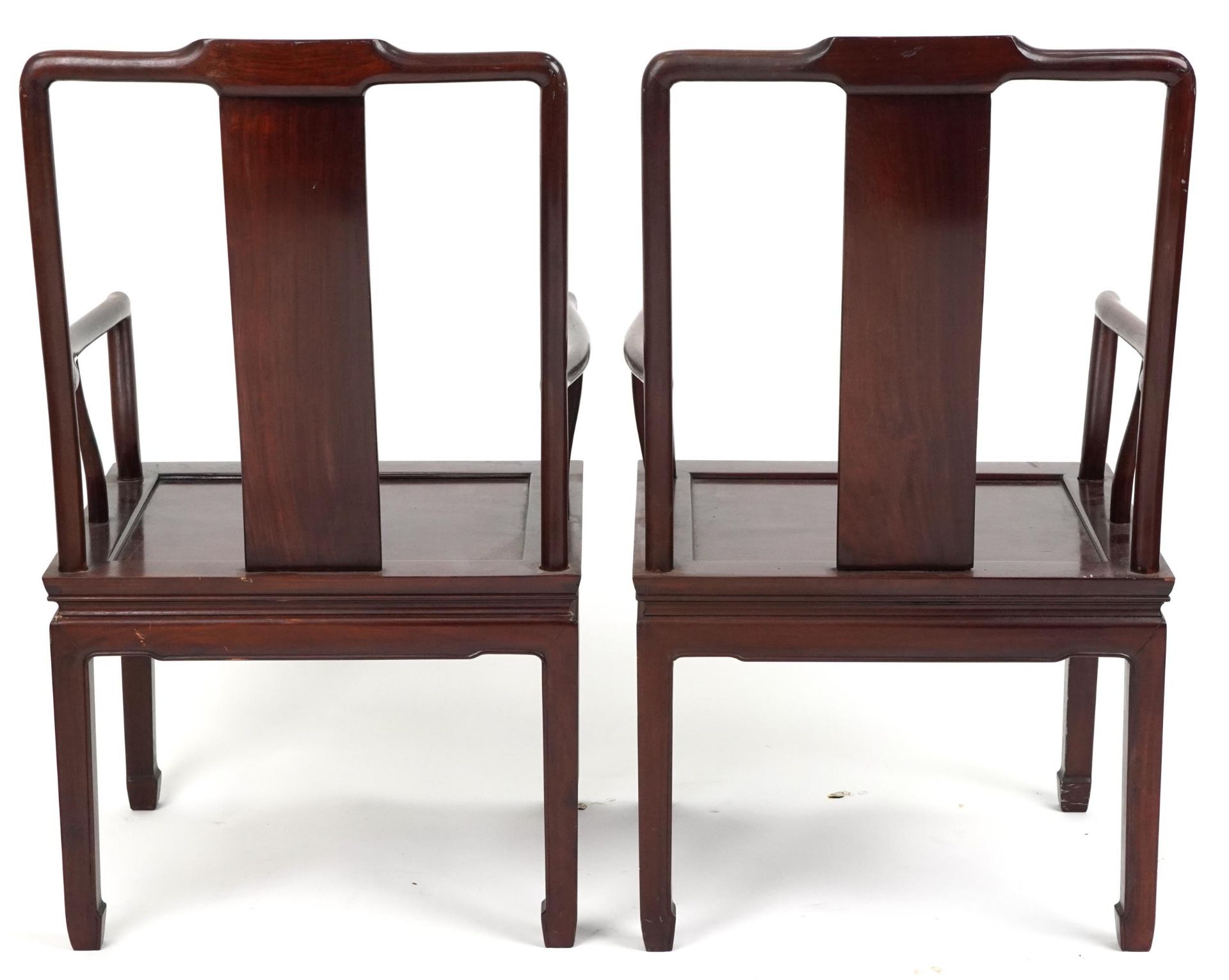 Pair of Chinese hardwood throne chairs, each 96cm high - Image 4 of 4