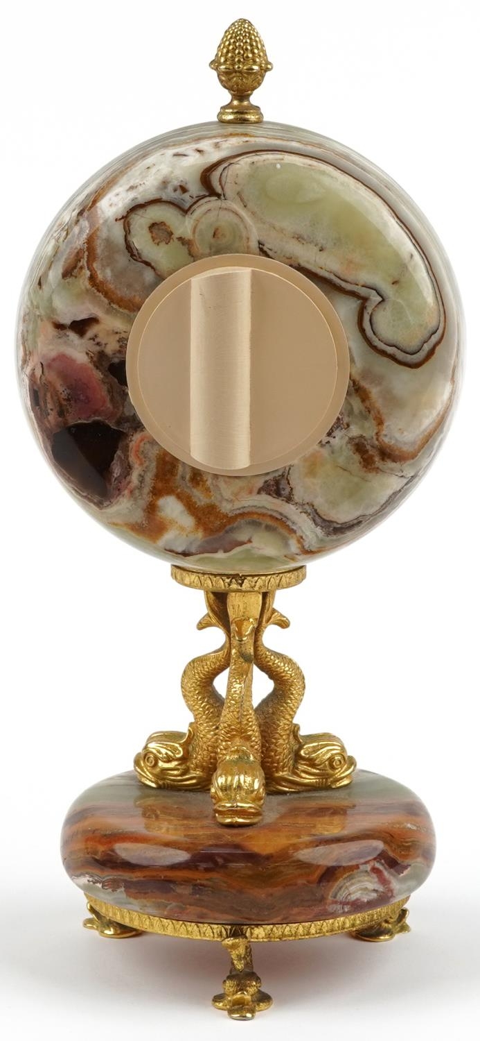 Xavier of London, 19th century style onyx and gilt metal mantle clock with classical dolphin - Image 4 of 5