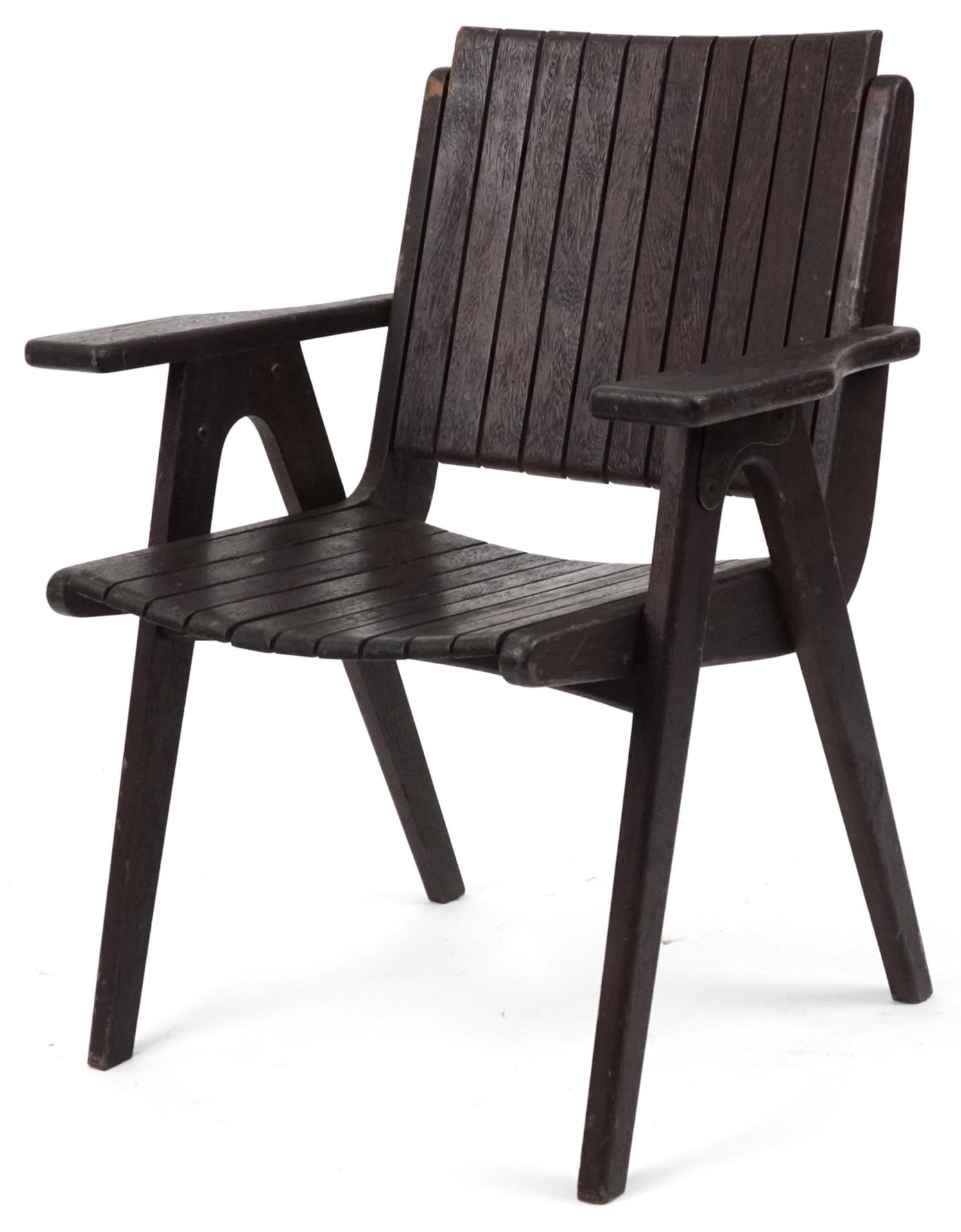 Autoban, stained teak slice chair, 81cm high