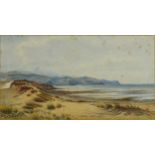 John White 1898 - Coastal scene before cliffs, possibly Welsh, late 19th century heightened