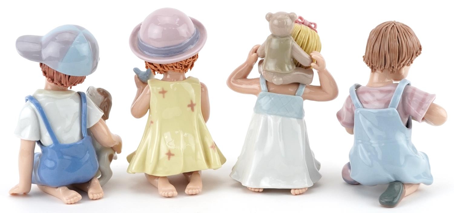 Pavone, four Italian porcelain figures of children including a young girl kneeling with a teddy - Image 2 of 3