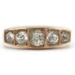 Victorian 9ct gold graduated paste five stone ring, Chester 1891, size J, 1.5g
