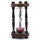 Antique style hardwood hour glass timer, 22cm high