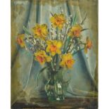 Alfred Frederick William Hayward - Daffodils and pussy-willow in a jug, Canadian school oil on