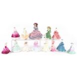 Thirteen collectable Coalport figurines including The Age of Elegance Covent Garden, Fascination and