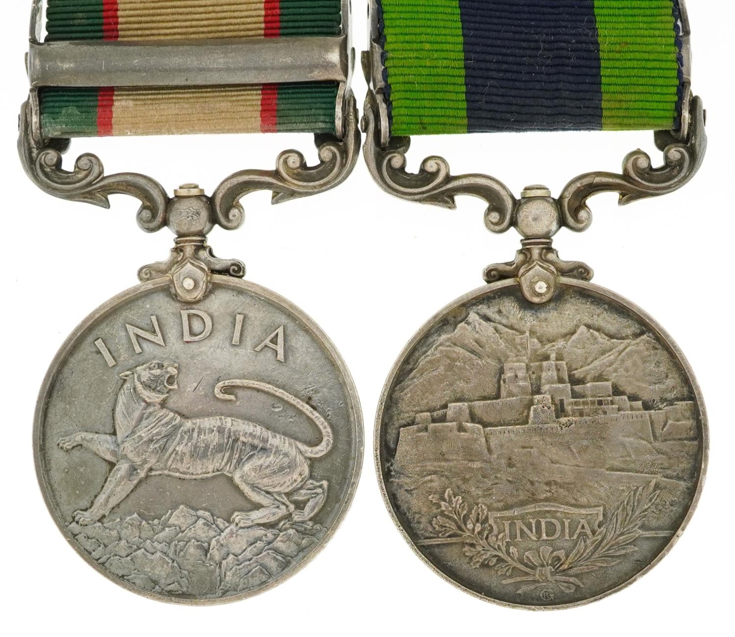 British military inter-war India pair comprising George V General Service medal with North West - Image 3 of 5