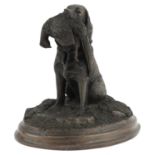 David Hughes, contemporary cold cast bronze statue of a gundog with it's catch, limited edition of