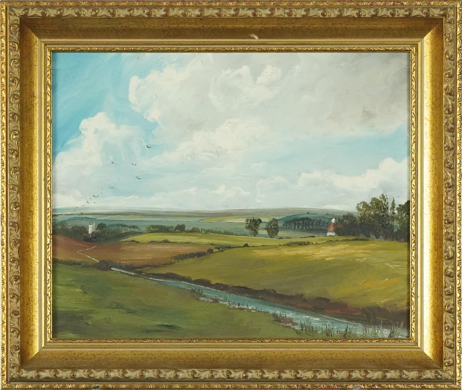 Raymond Price - Rural landscapes, pair of Victorian style oil on boards, mounted and framed, each - Image 3 of 9