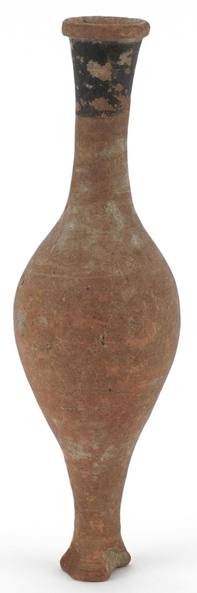 Antique terracotta fusiform unguentarium, possibly Roman, 18cm high - Image 2 of 4