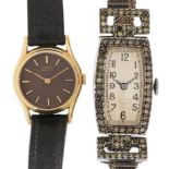 Two ladies wristwatches comprising Art Deco silver example set with clear stones and Seiko, the