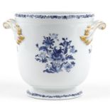 Vista Alegre, Portuguese cache pot with twin handles decorated with flowers, 22cm high