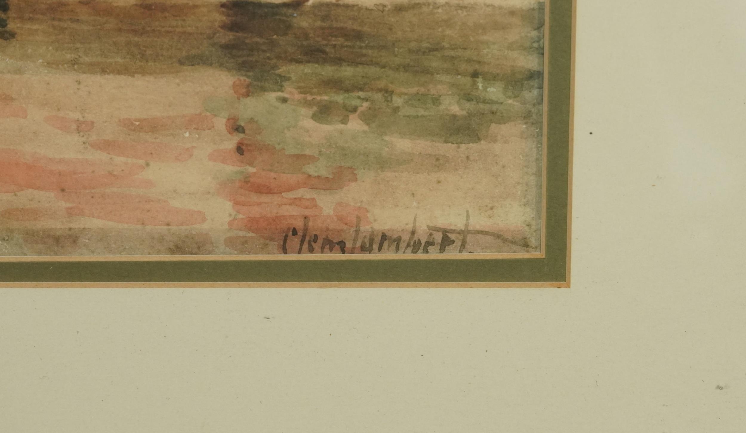 Clem Lambert - Cliff Bridge Lewes, early 20th century watercolour, mounted, framed and glazed, - Image 3 of 4