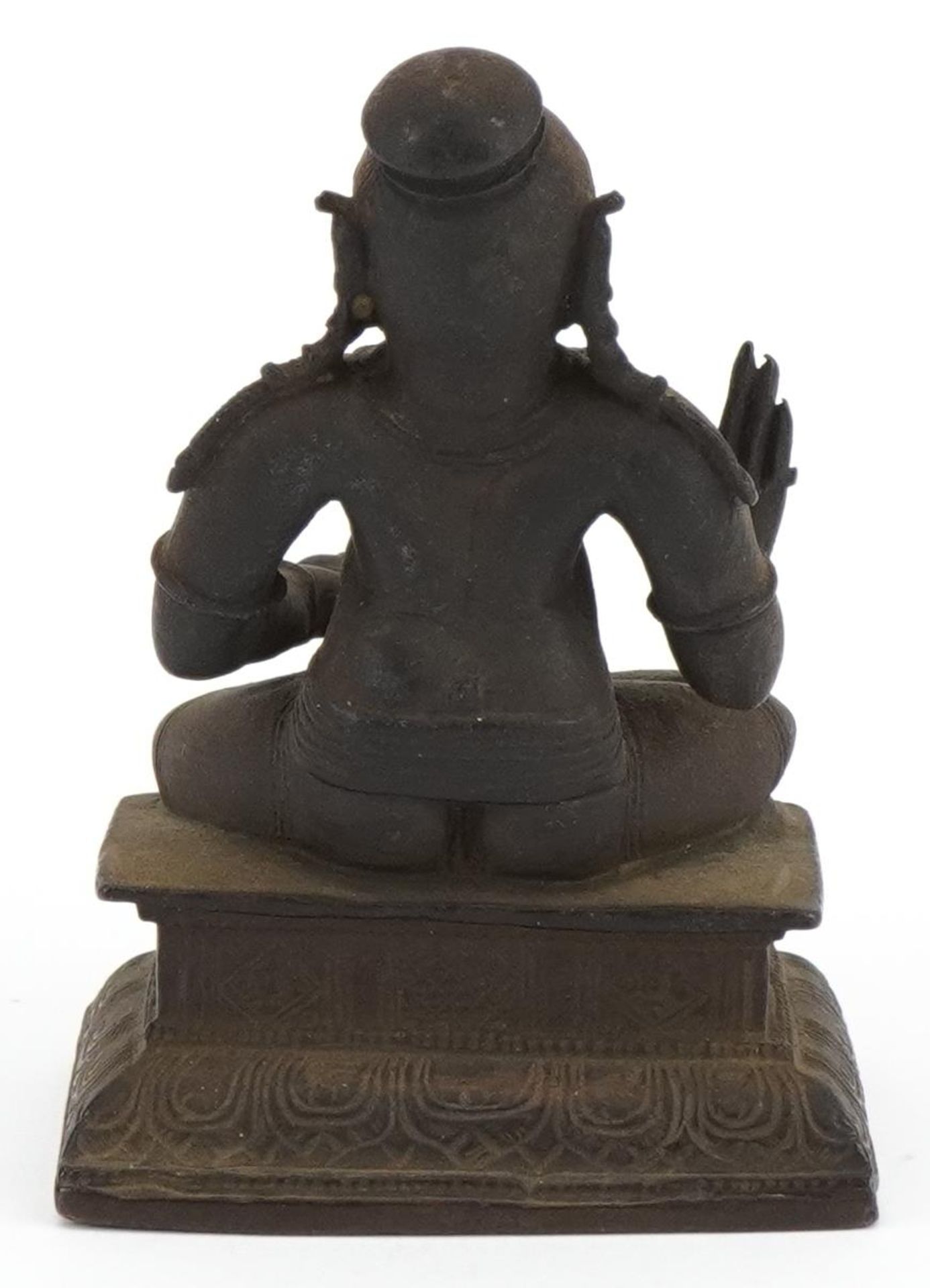 18th Century Chino Tibetan bronze buddha with raised hand, 6cms high, weight 196 grammes - Bild 3 aus 6