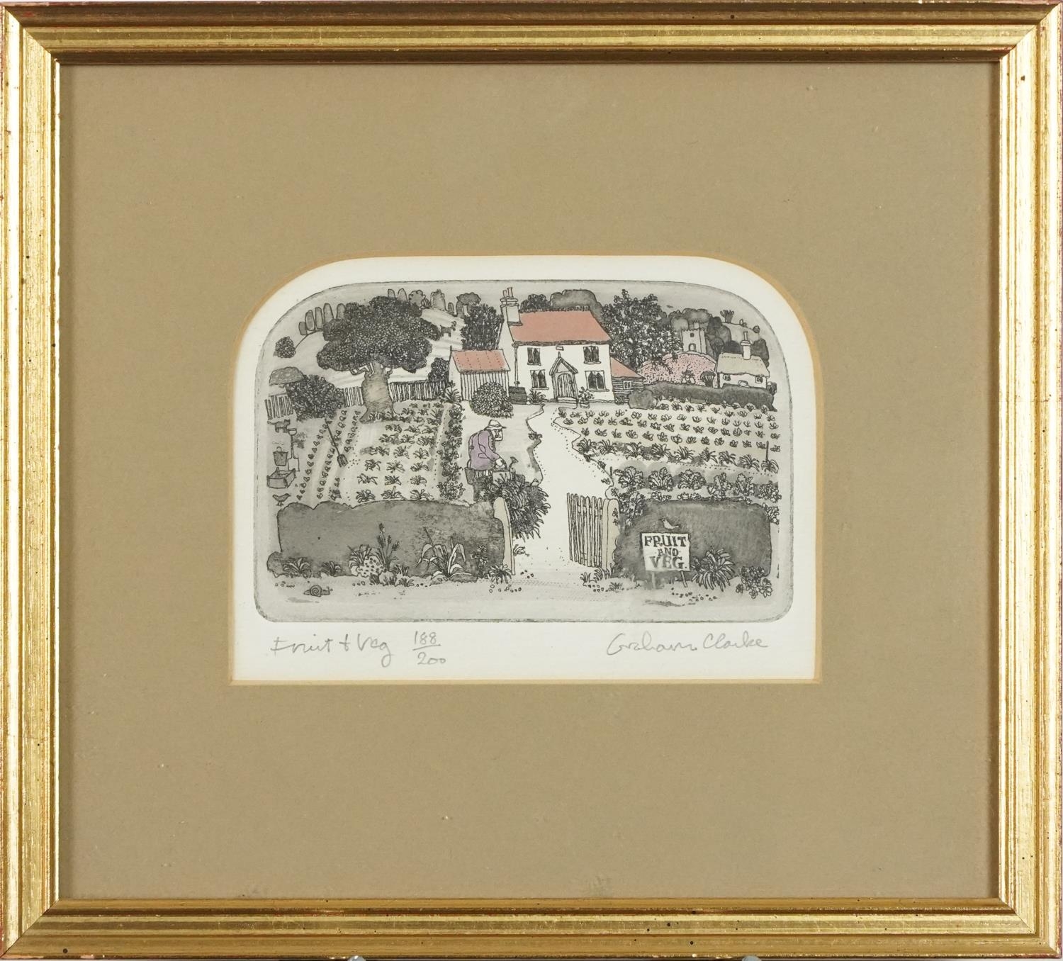 Graham Clarke - Washday and Fruit & Veg, pair of pencil signed etchings in colour, each limited - Image 3 of 11