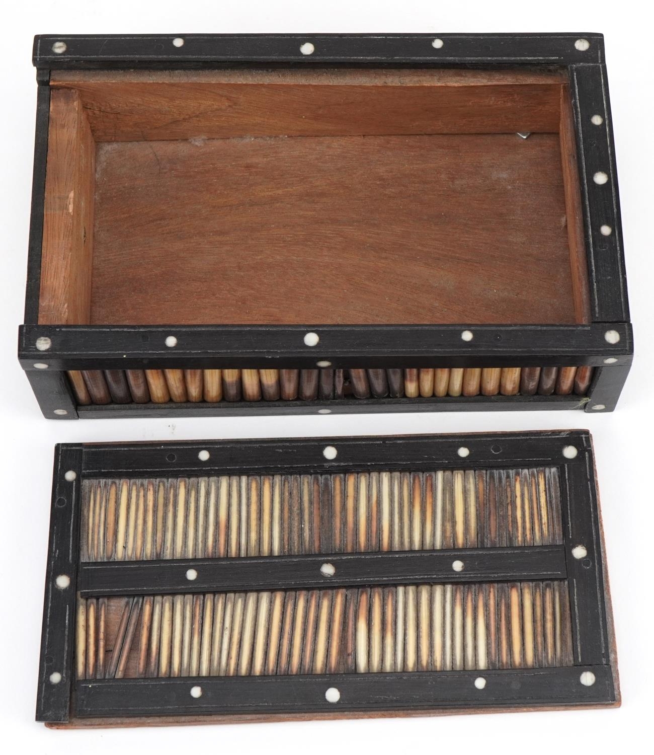 Anglo Indian ebony and porcupine quill box with slide lid, 5cm H x 17cm W x 7cm D - Image 3 of 5