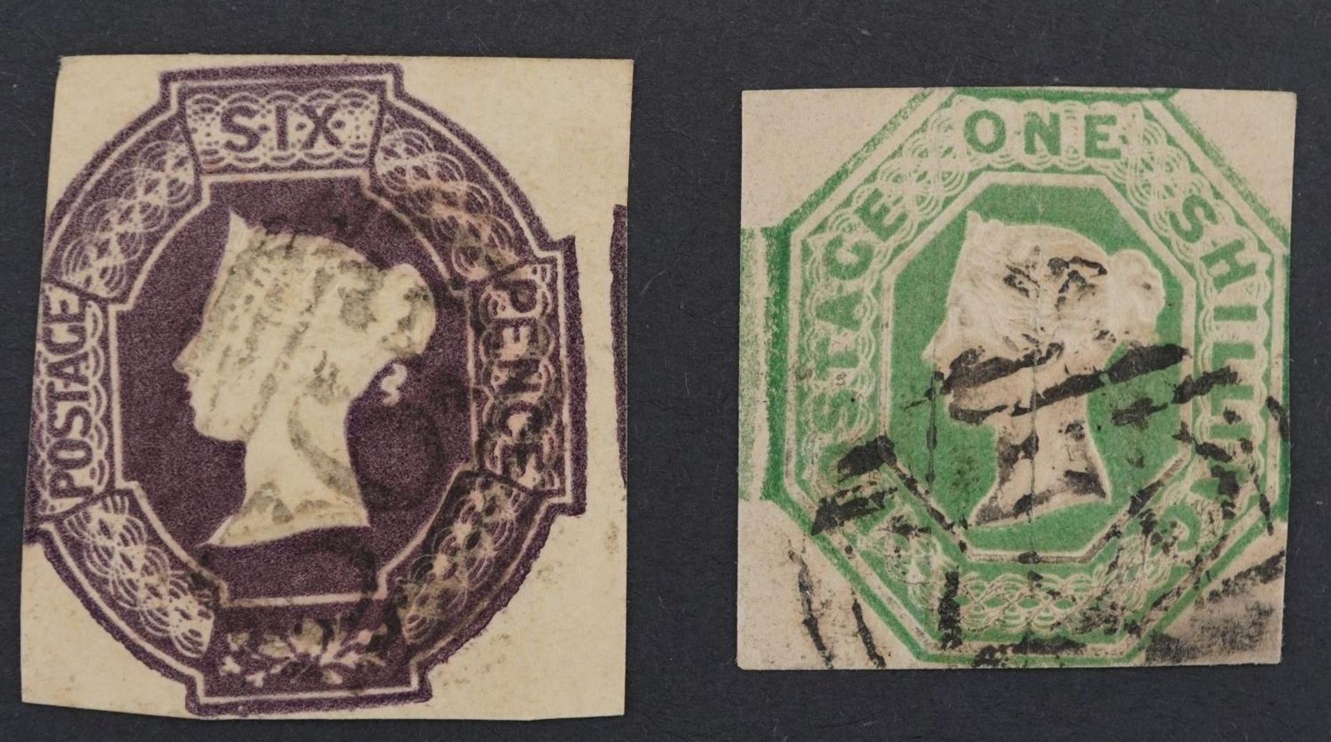 Two Victorian embossed stamps comprising sixpence and one shilling