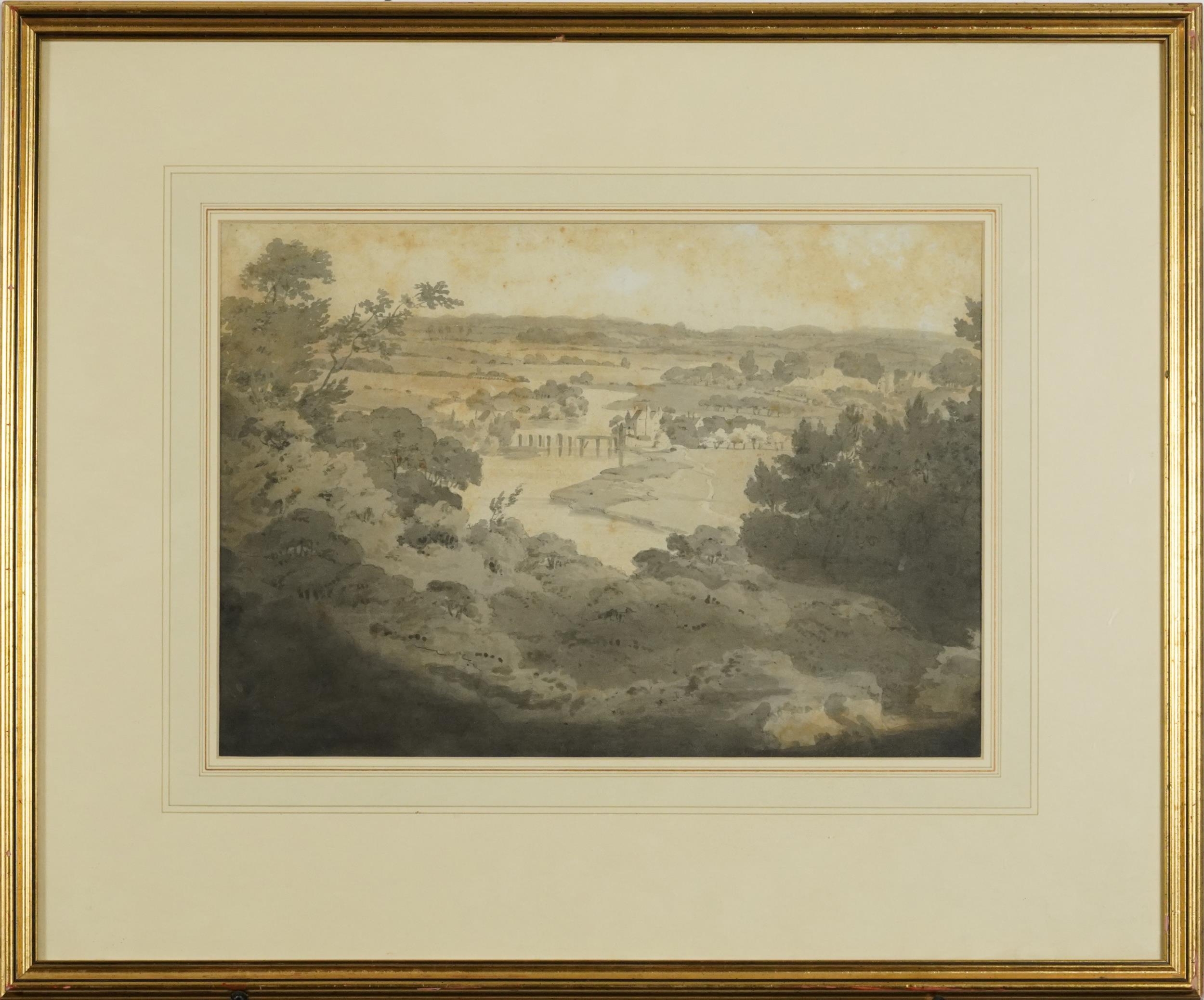 William Havell - Caversham Bridge, Reading, early 19th century English pencil and watercolour, - Image 2 of 4