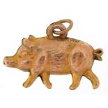 Victorian 9ct rose gold charm in the form of a pig, Birmingham 1898, 1.6cm in length, 0.5g