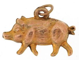 Victorian 9ct rose gold charm in the form of a pig, Birmingham 1898, 1.6cm in length, 0.5g