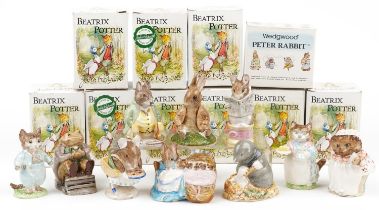 Ten Beswick Beatrix Potter figures with boxes including Taylor of Gloucester, Diggory Diggory Delvet