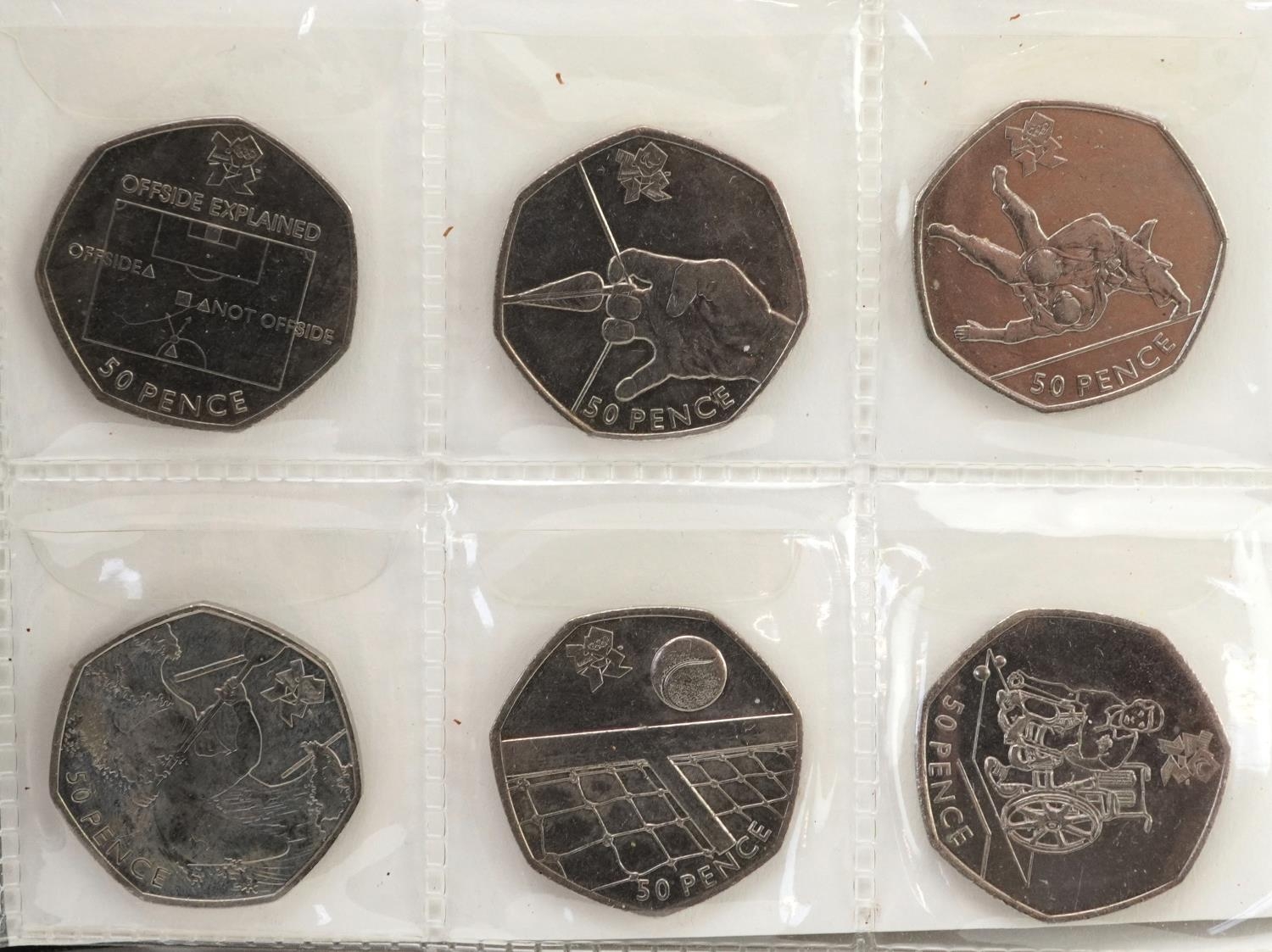 Set of thirty Elizabeth II 2011 London 2012 Olympics fifty pence pieces arranged in a coin - Image 3 of 6