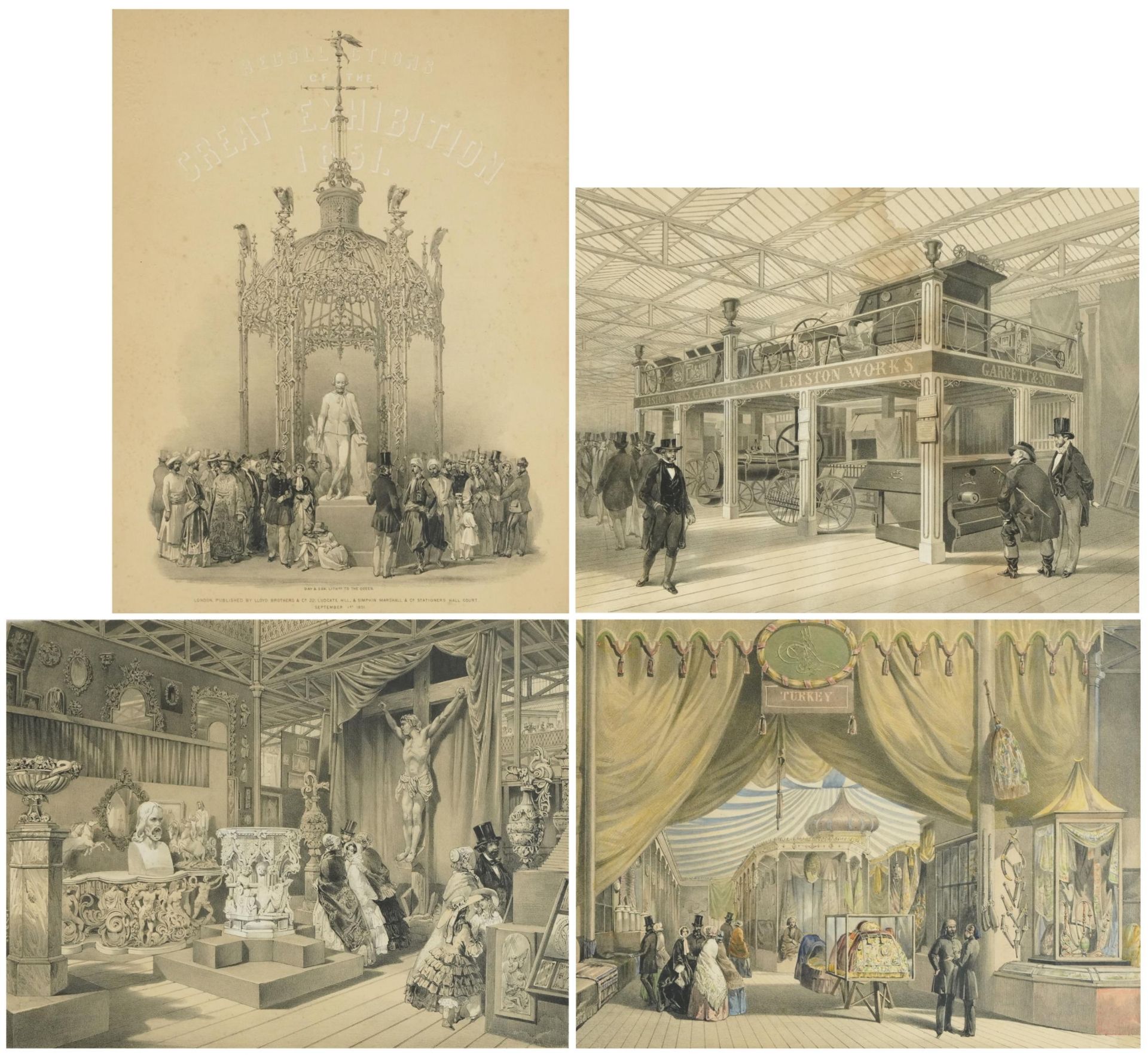 Recollections of The Great Exhibition 1851, four 19th century lithographs published by Day & Son