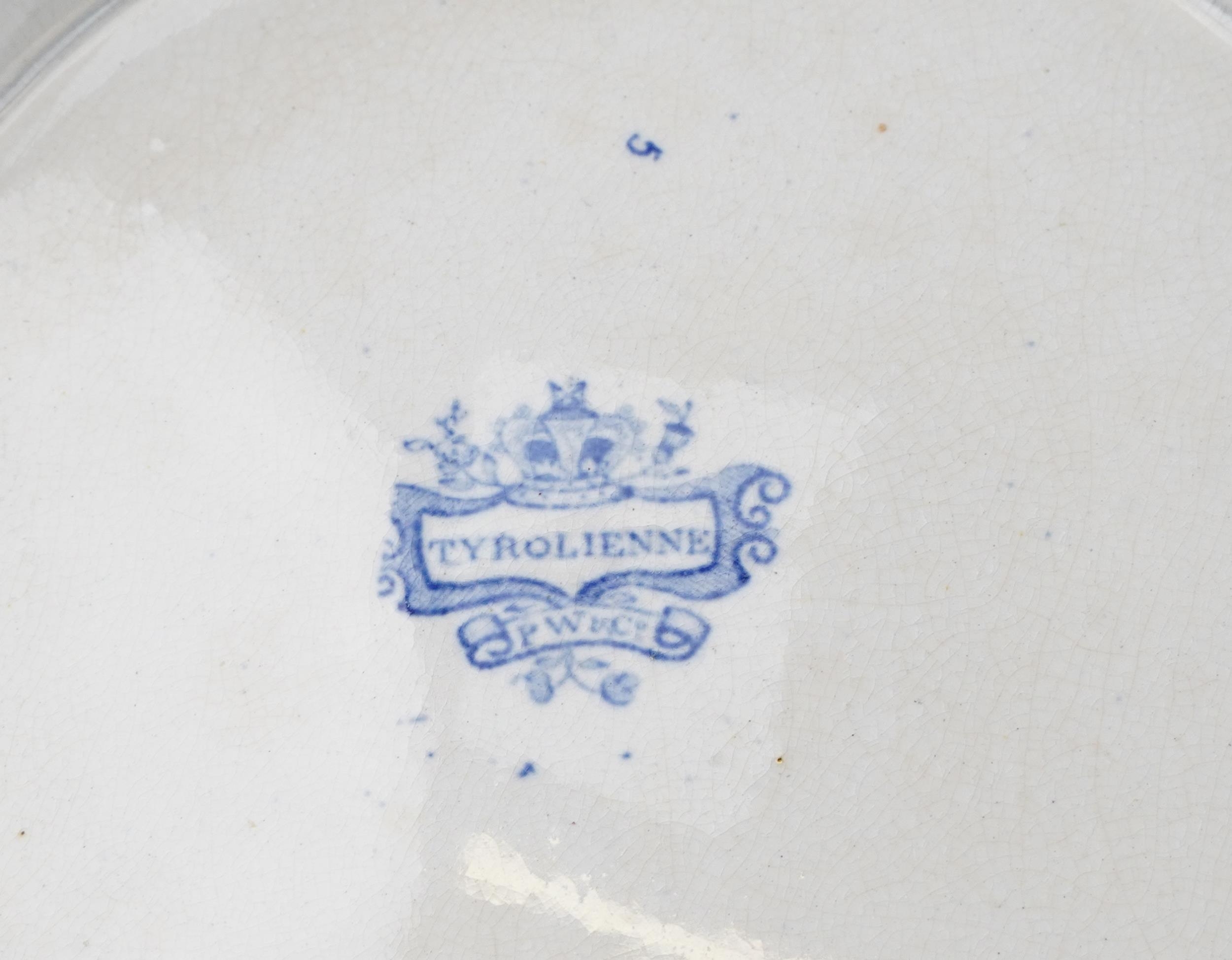 Victorian blue and white wash jug and basin, transfer printed in the Tyrolienne pattern and a - Image 10 of 10
