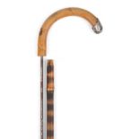 Bamboo walking swordstick with steel blade and silver mount impressed Brigg, 84.5cm in length