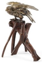 Masamitsu Masatsune, Japanese silvered bronze and briar okimono of an Osprey, Meiji period, 31cm