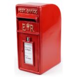 Elizabeth II style red painted metal postbox, 56cm high