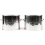 Pair of Alfred Gratien design silver plated ice buckets with twin handles, 18cm high x 29cm wide