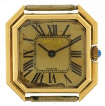 Art Deco style 18ct gold gentlemen's manual wind wristwatch having gilt dial with Roman numerals and