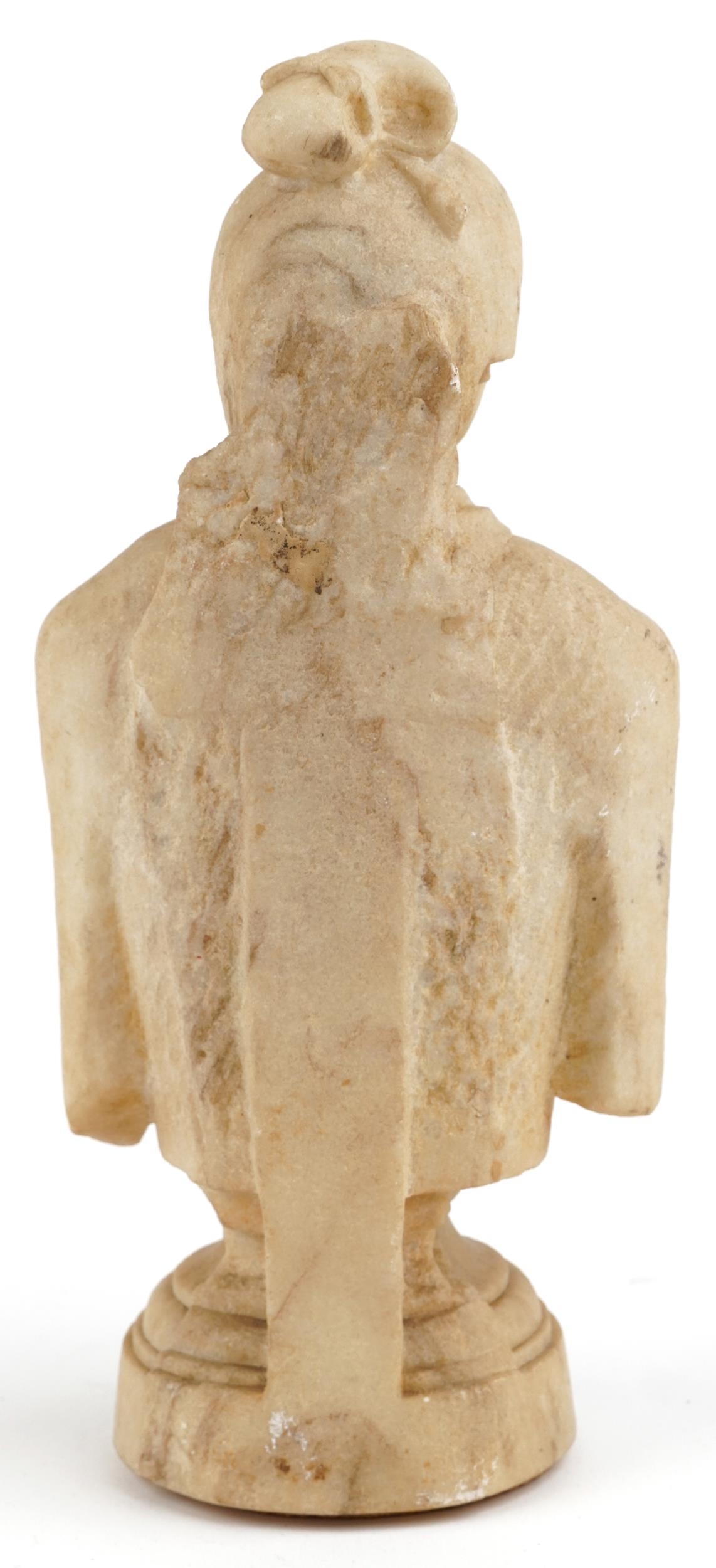 Chinese carved stone statuette of a Geisha wearing a robe, 32.5cm high - Image 4 of 7