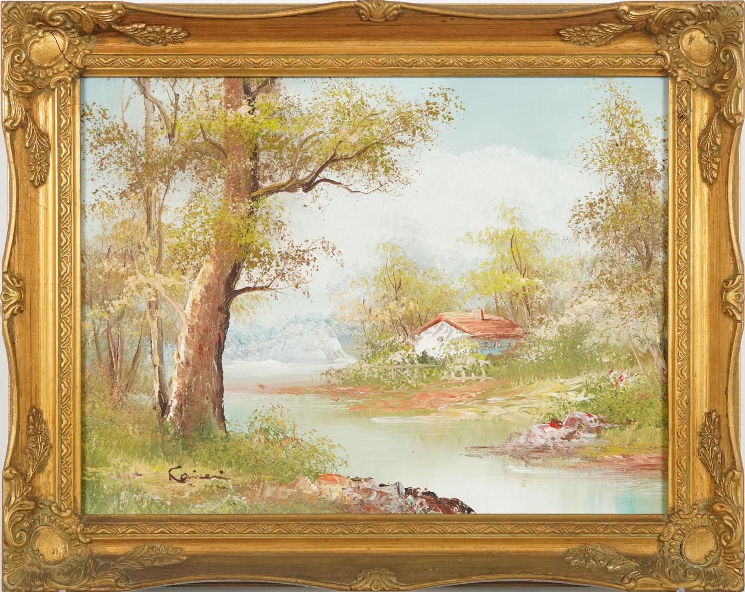 River landscapes, two oils, each framed, each 39.5cm x 29.5cm excluding the frames - Image 8 of 10