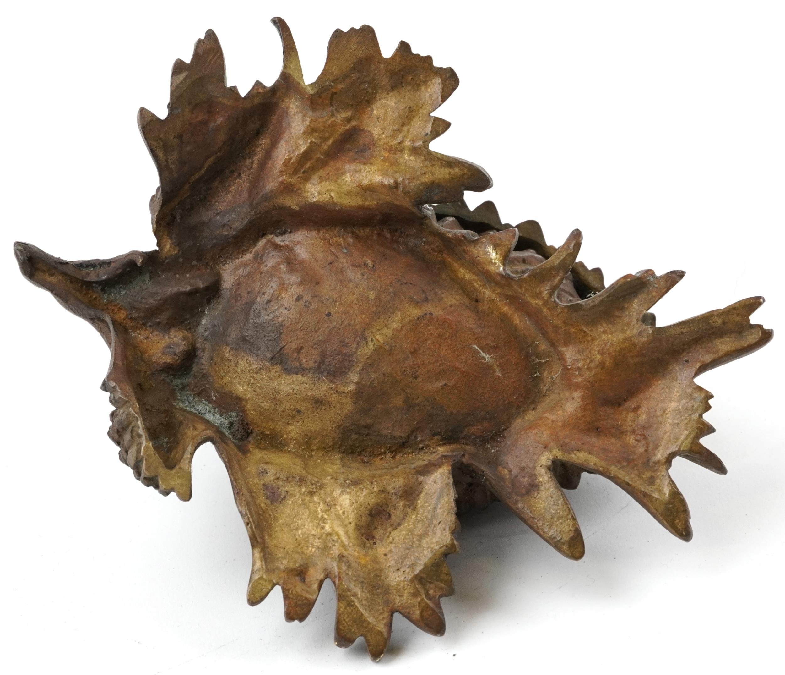 19th century French patinated bronze desk inkwell in the form of a pinecone, 15.5cm in length - Image 5 of 5