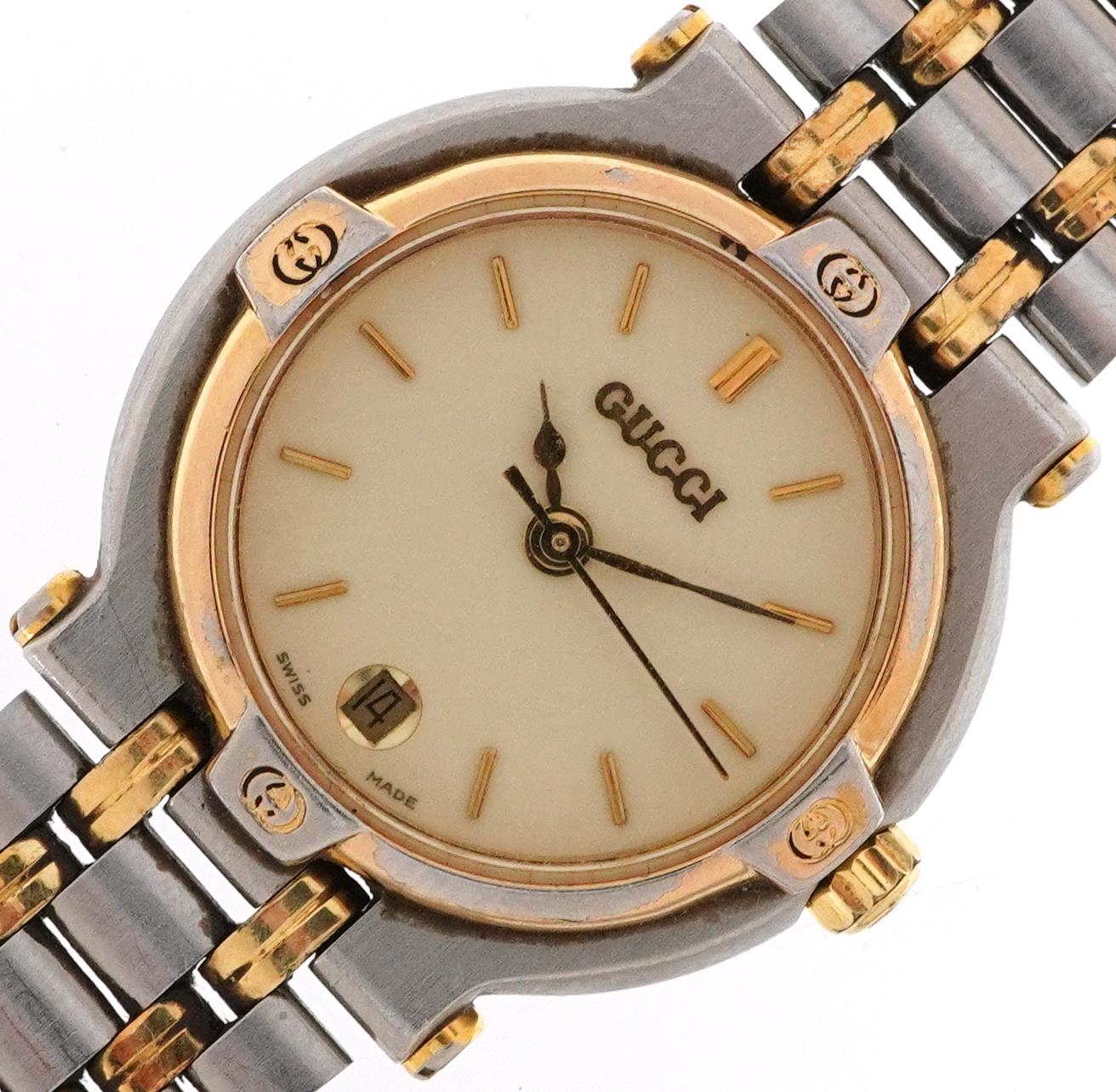 Gucci, ladies Gucci stainless steel 9000L quartz wristwatch with date aperture, serial number